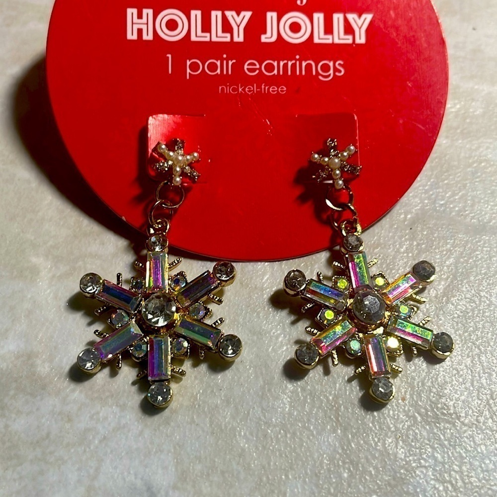 Snowflake Crystal Glass Earrings
